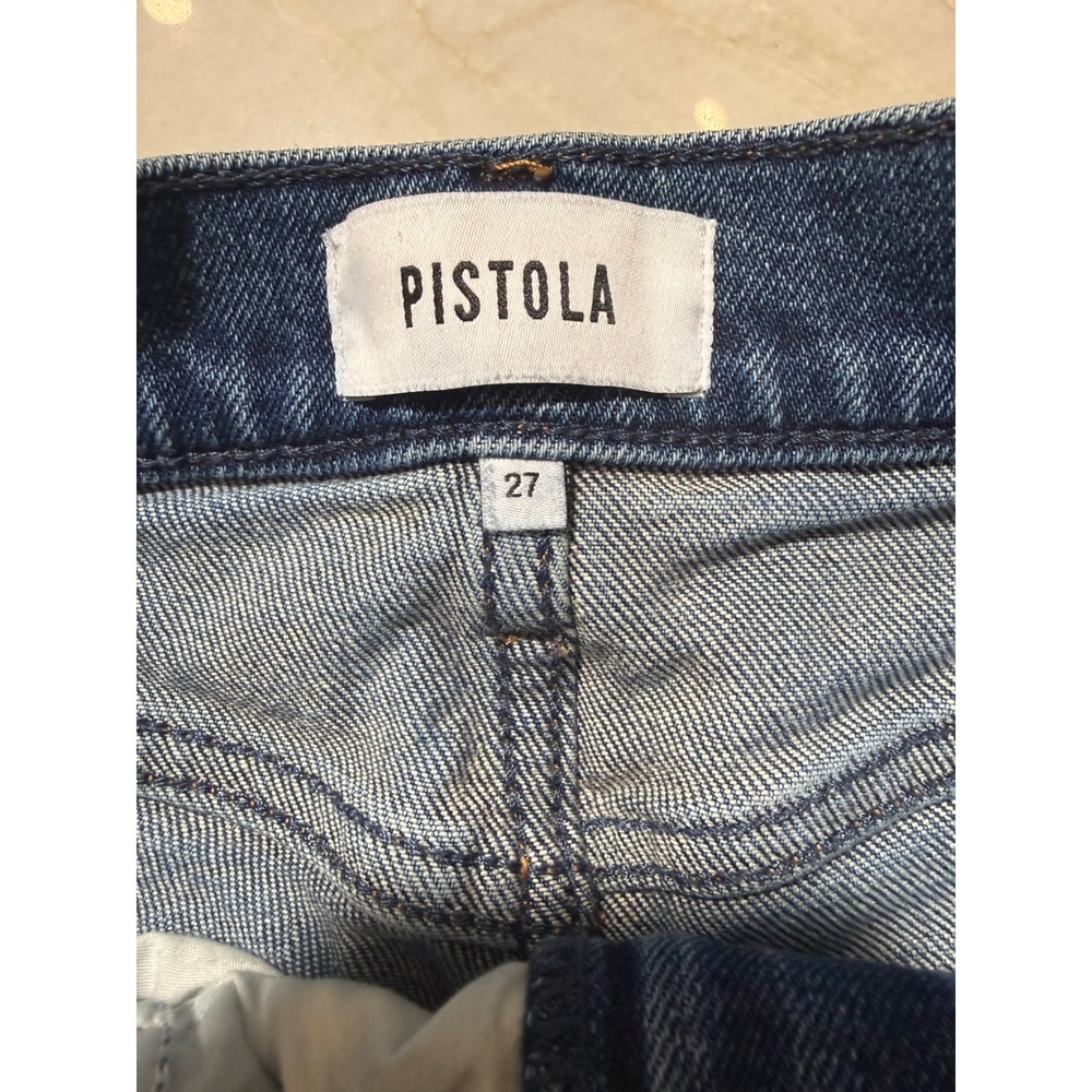 Pistola Womens Eli High Rise Barrel Leg Seam Detail Jeans Medium Wash Size 27 - Picture 9 of 13